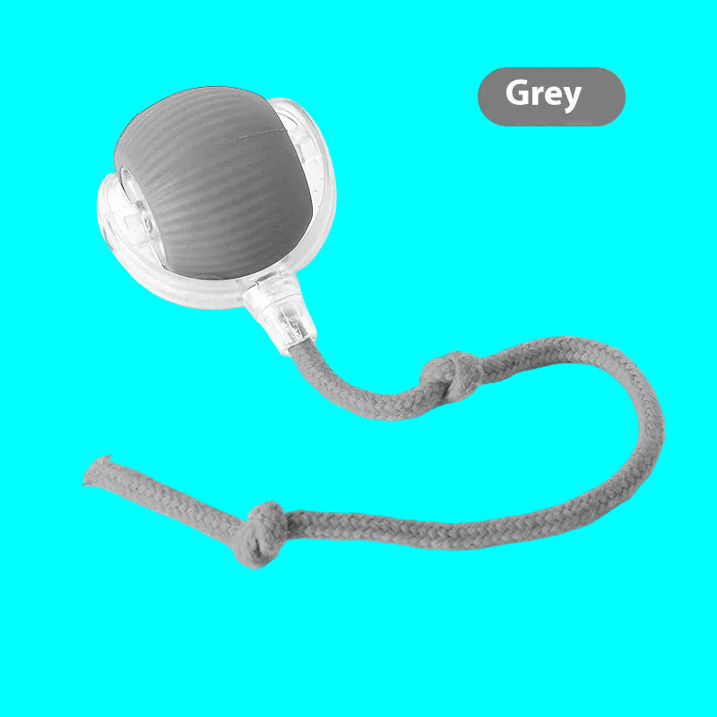 Gray pacifier with a rope on a white background