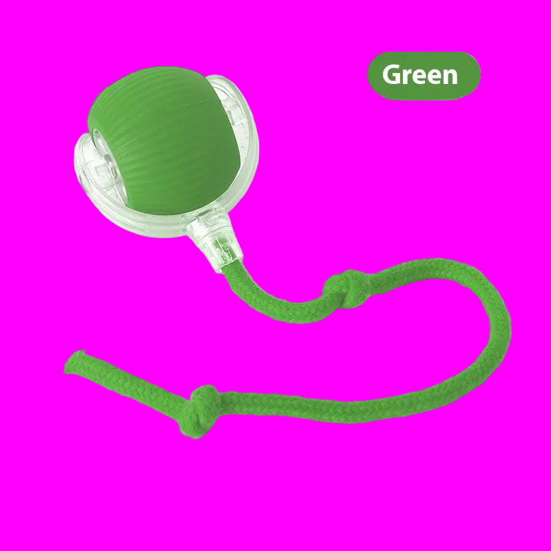 Green silicone lip balm with a rope on a white background