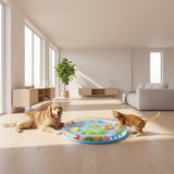 Children's inflatable play mat with pond-themed design on a white background