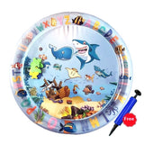 Children's educational toy with ocean-themed design, letters, and animals on a clear circular board.