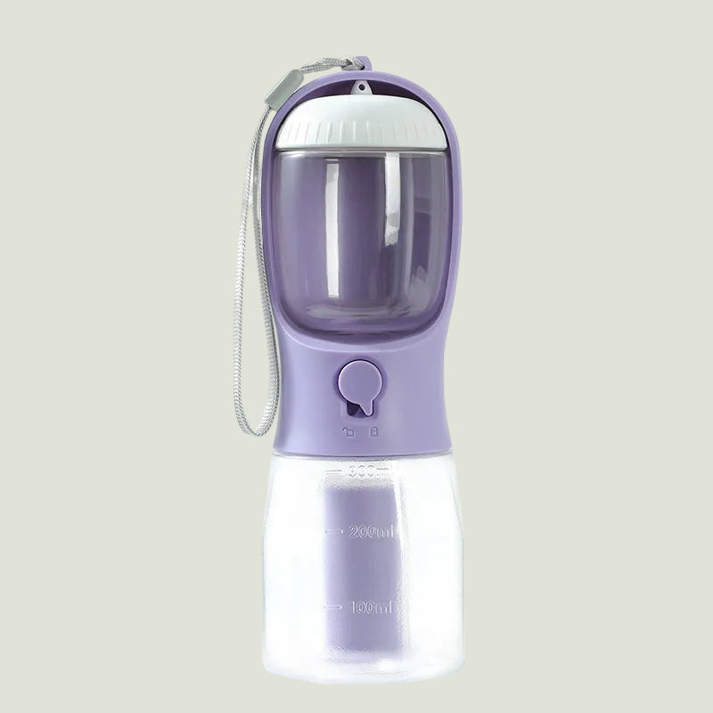 Purple pet water bottle with a transparent section on a white background