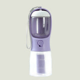 Purple pet water bottle with a transparent section on a white background