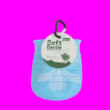 Blue pet toy with a label on a white background