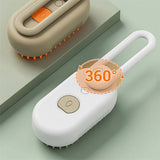 White handheld device with a handle and '360°' label on a light green background